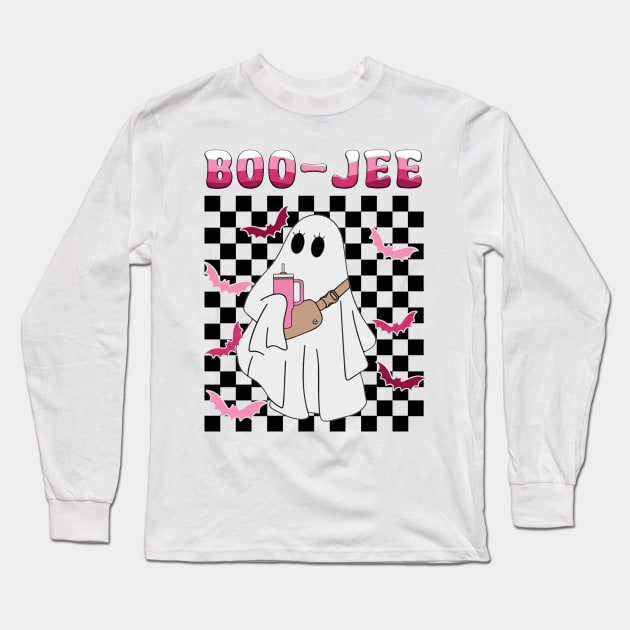 Spooky Season Cute Ghost Halloween Costume Boujee Boo-Jee Long Sleeve T-Shirt by JennyArtist